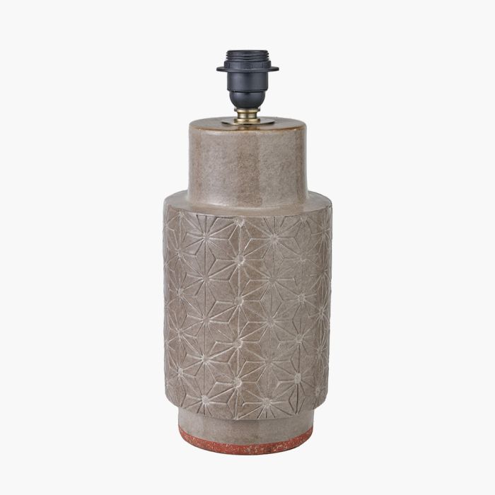 Sidra Grey Stoneware Etch Detail Table Lamp