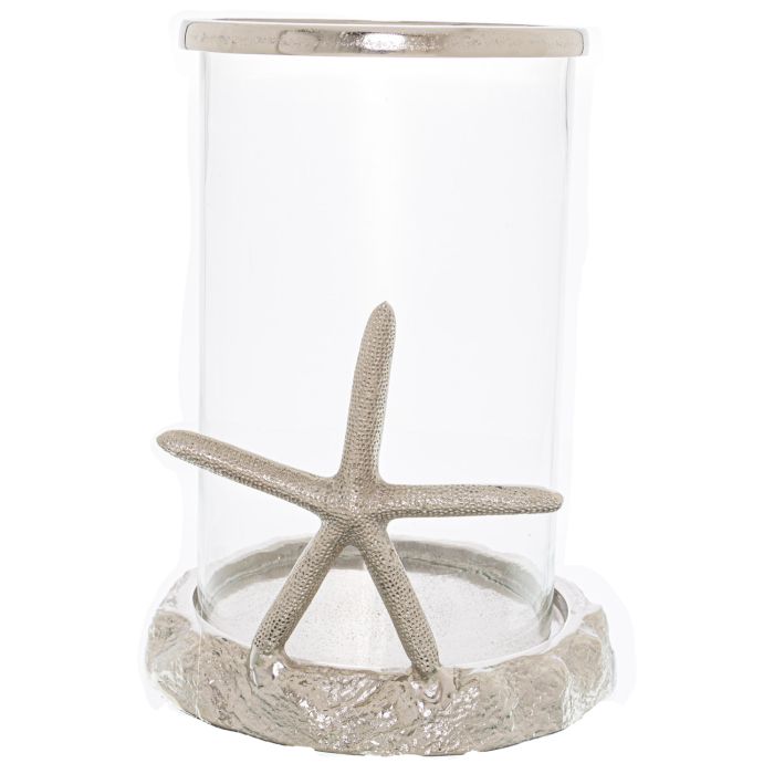 Silver Starfish Candle Hurricane Lantern