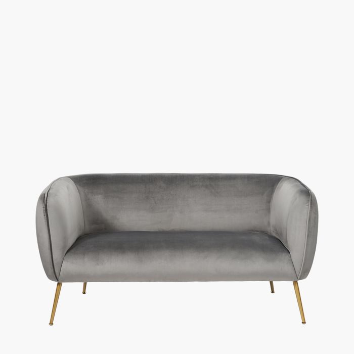 Lucca Dove Grey Velvet and Metal Sofa