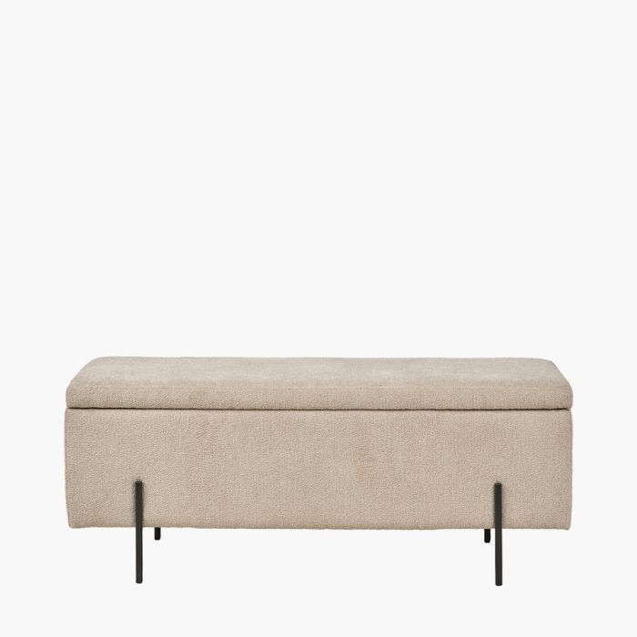 Catania Taupe Teddy Storage Bench with Black Metal Legs
