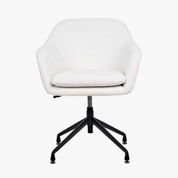 Rosolini Boucle Fabric and Black Metal Swivel Rise and Fall Chair