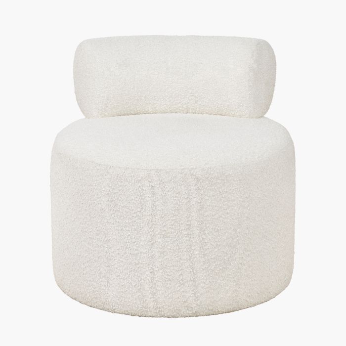 Assisi White Boucle Fabric Modern Occasional Chair