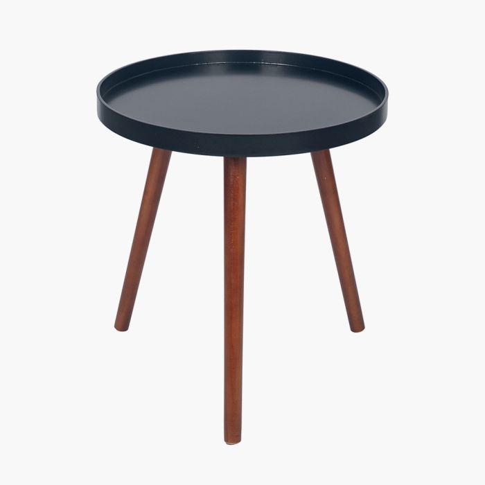 Halston Black MDF and Brown Pine Wood Round Table K/D