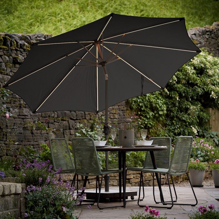 Platinum Glow Defender 300cm Round Anthracite Parasol with LED Lights