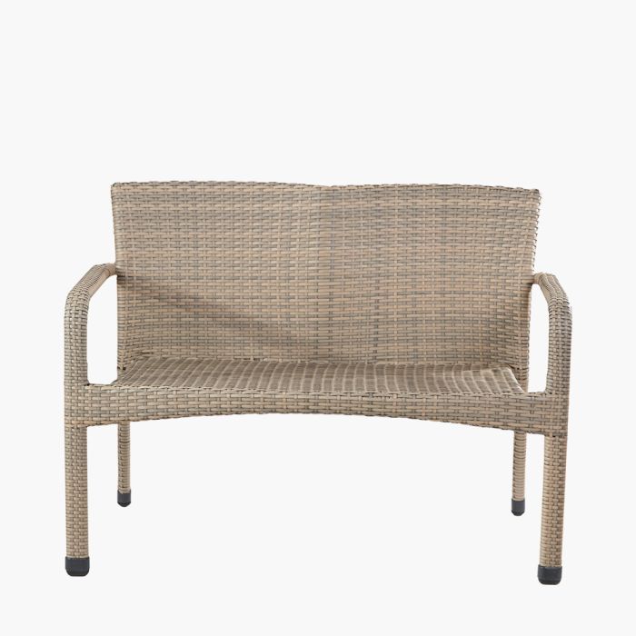 Tobs Outdoor Grey Synthetic Rattan Bench