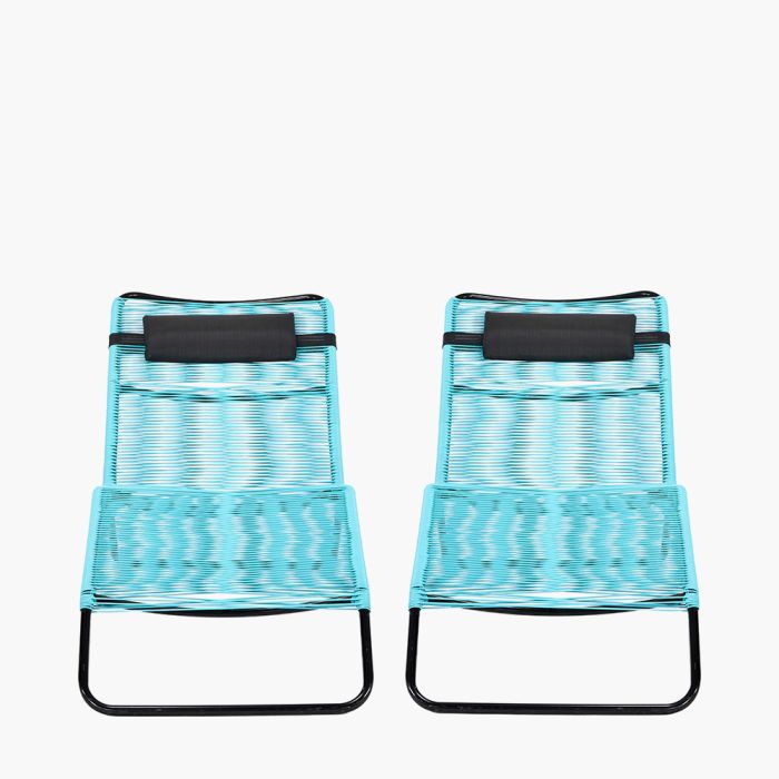 Set of 2 Rio Blue Outdoor Sunloungers