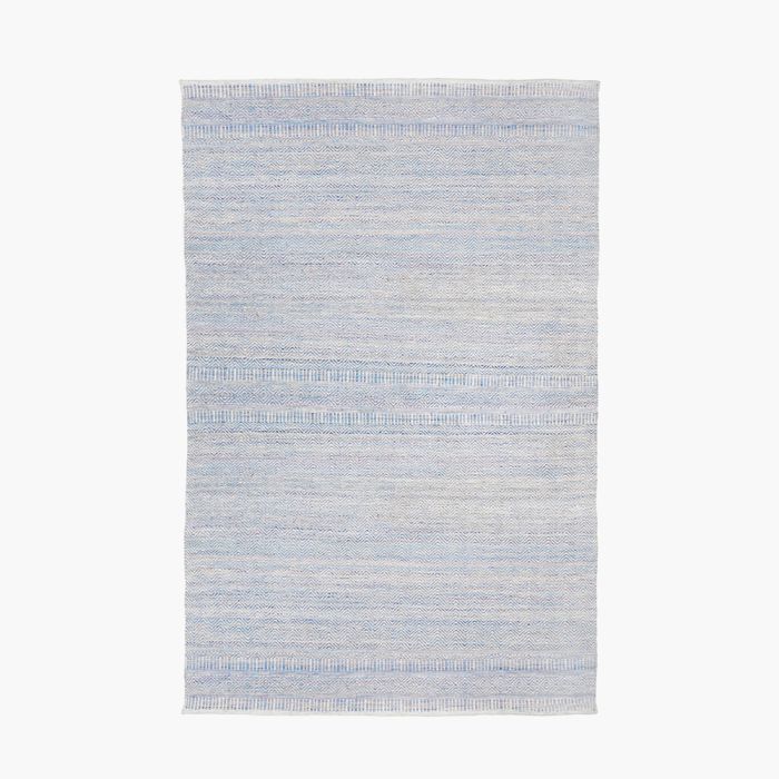 Indoor Outdoor Aqua Blue and White Inca Design Rug