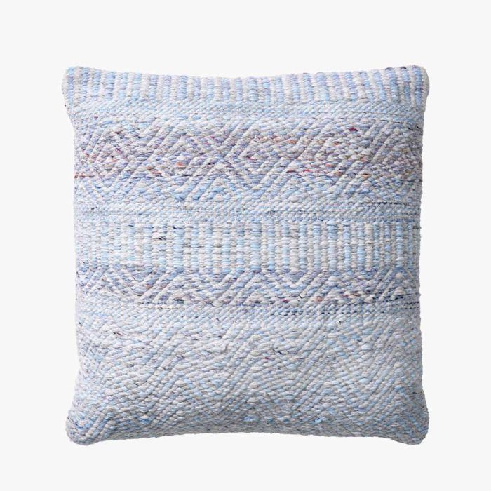 Indoor Outdoor Aqua Blue and White Inca Design Scatter Cushion