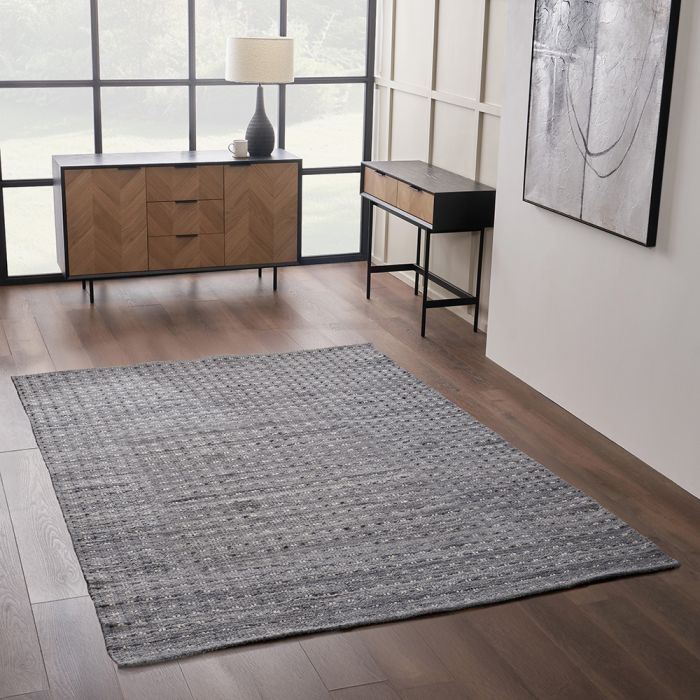 Outdoor Grey Double Stitch Design Rug Large