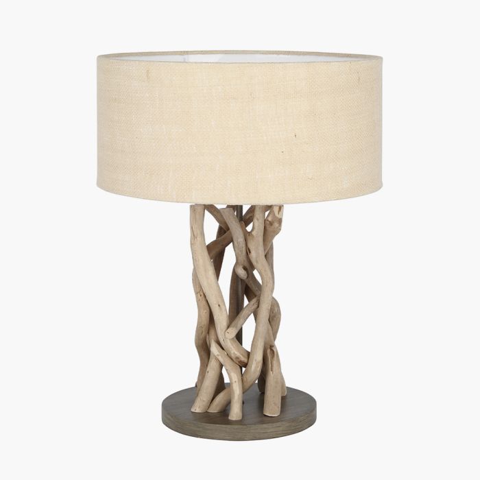 Derna Driftwood Table Lamp with Natural Jute Shade