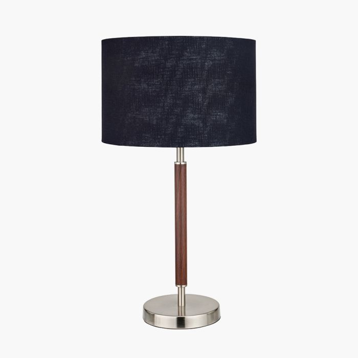 Gianni Brushed Silver and Wood Effect Table Lamp