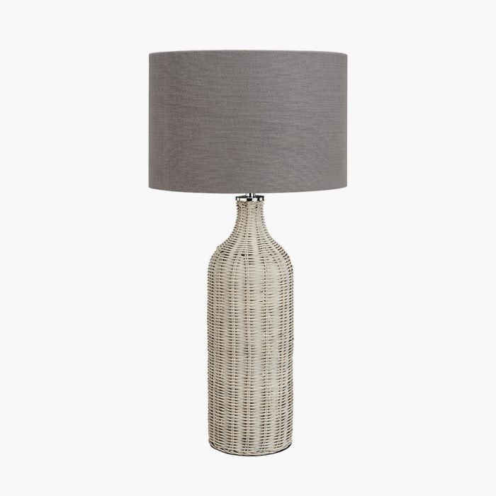 Anika Grey Wash Rattan Bottle Table Lamp