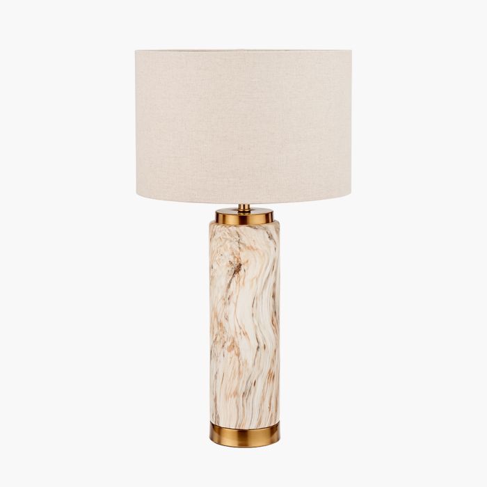 Carrara Natural Stone Effect Ceramic Tall Table Lamp