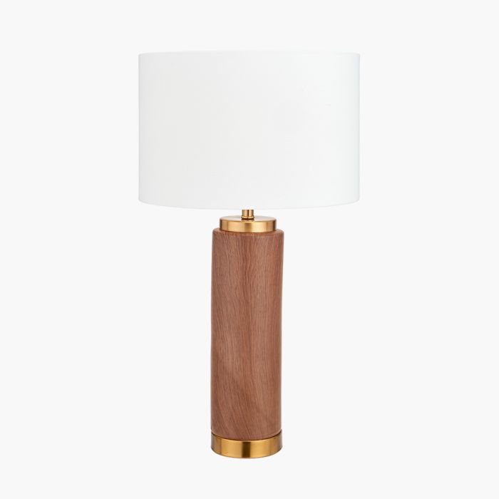 Carrara Wood Effect Ceramic Tall Table Lamp