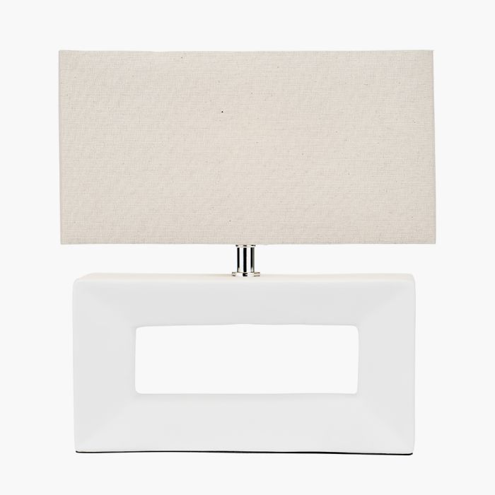 Block White Ceramic Rectangular Table Lamp