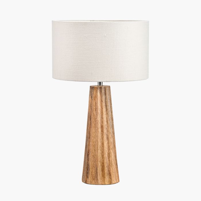 Draydon Natural Mango Wood Textured Cone Table Lamp