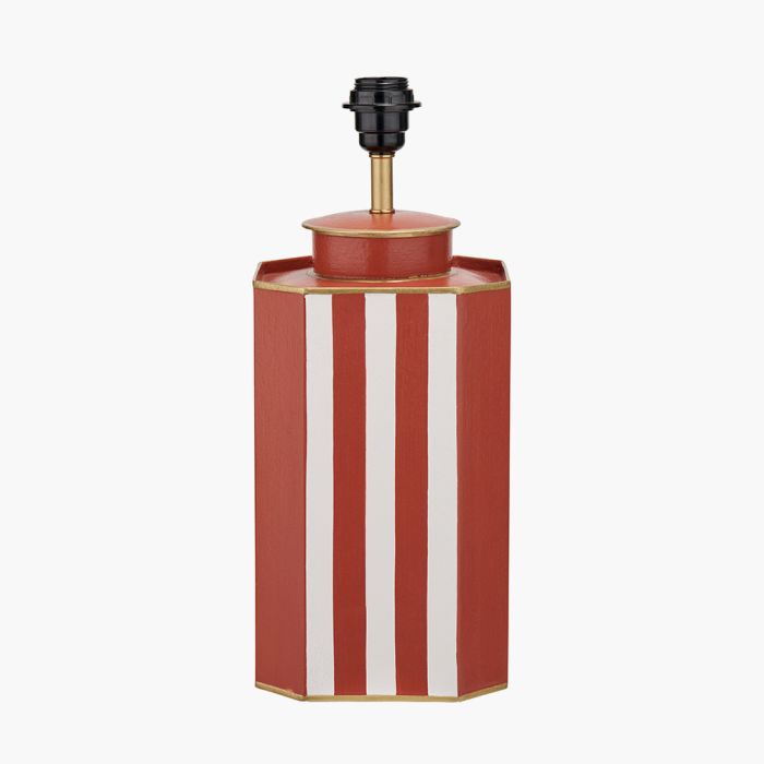 Raya Cinnamon and White Hand Painted Metal Table Lamp Base