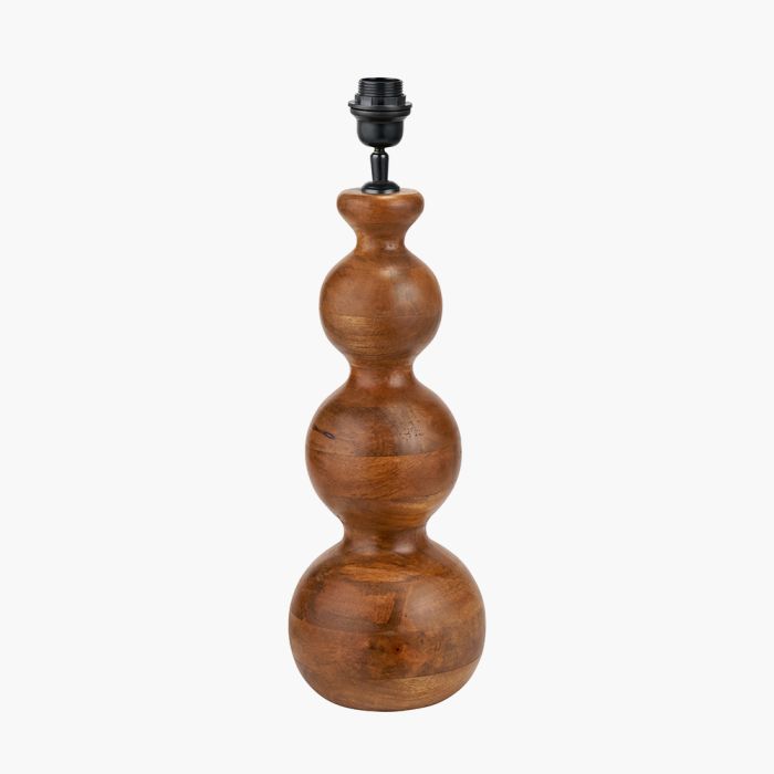 Nyari Brown Oiled Finish Mango Wood 3 Ball Design Table Lamp Base