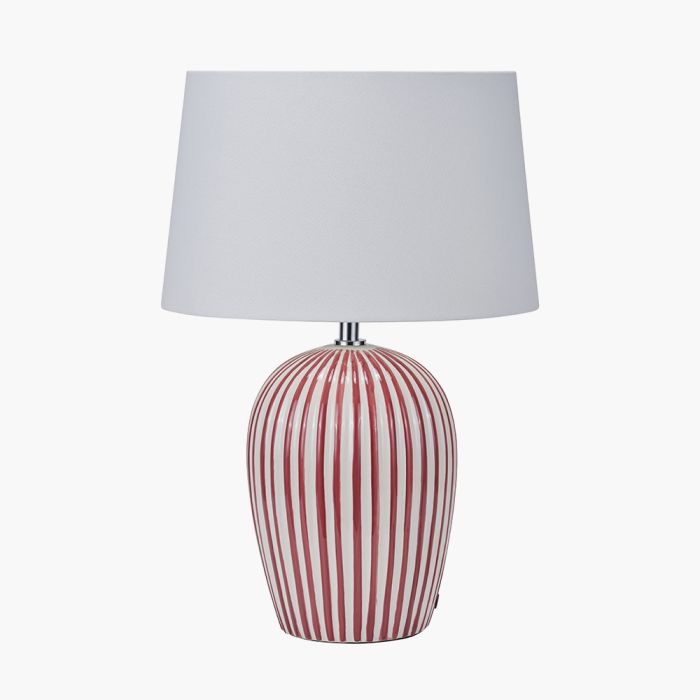Cannes Mulberry and White Stripe Ceramic Table Lamp