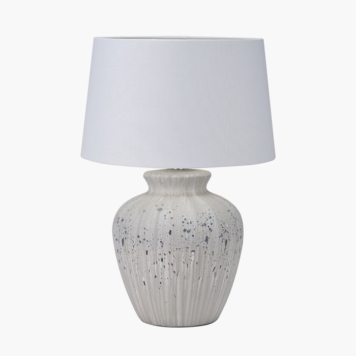 Kalli White and Grey Flecked Ceramic Table Lamp