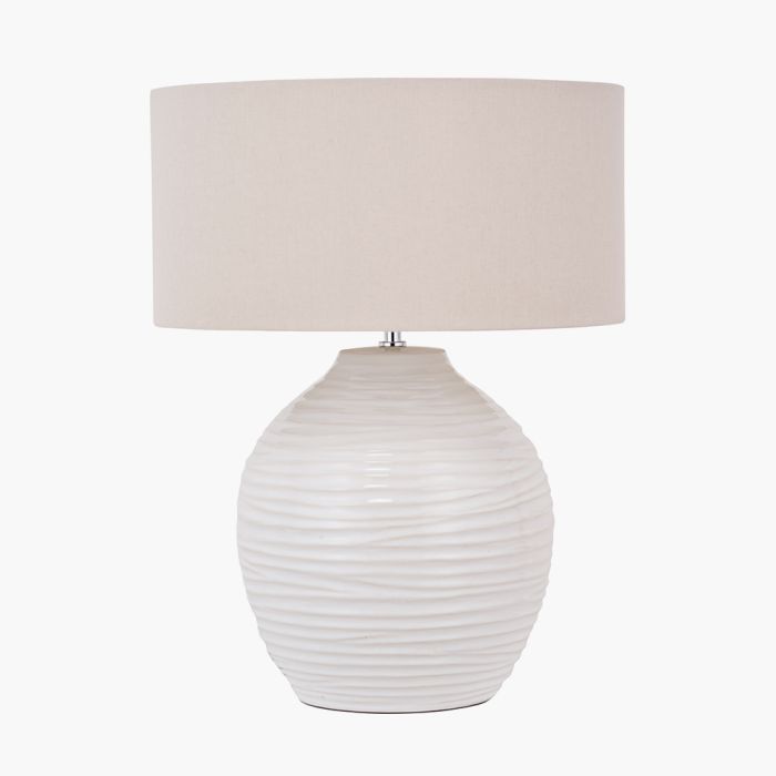 Linnea White Grooved Ceramic Table Lamp