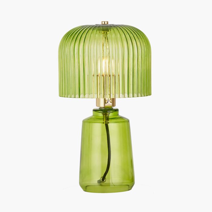 Zandra Spring Green Ribbed Glass Table Lamp