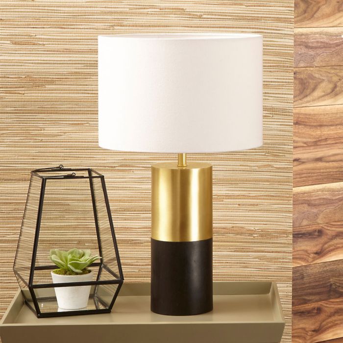 Etosha Dark Wood and Gold Metal Table Lamp 