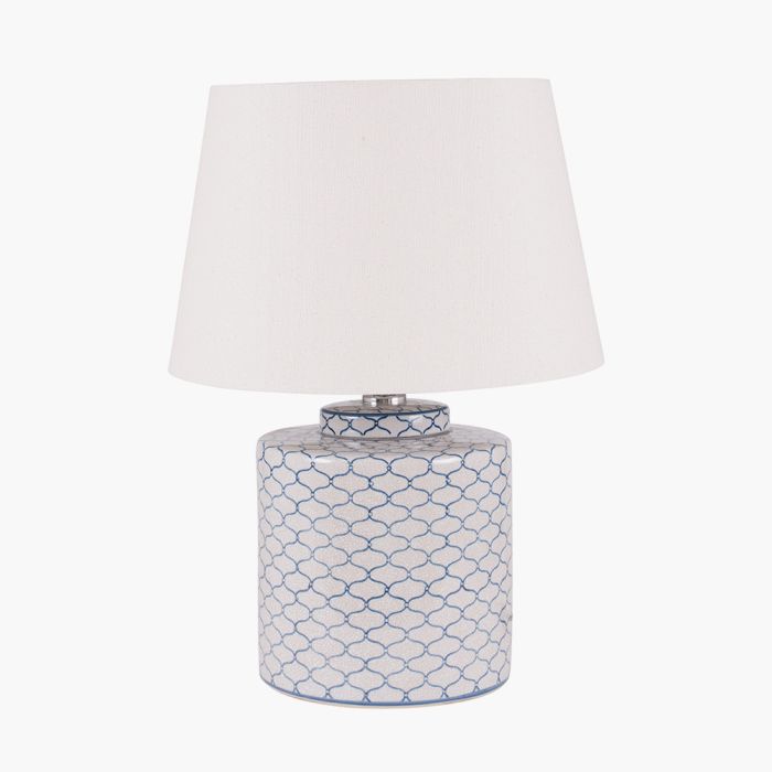 Demetri Grey and Blue Detail Ceramic Table Lamp