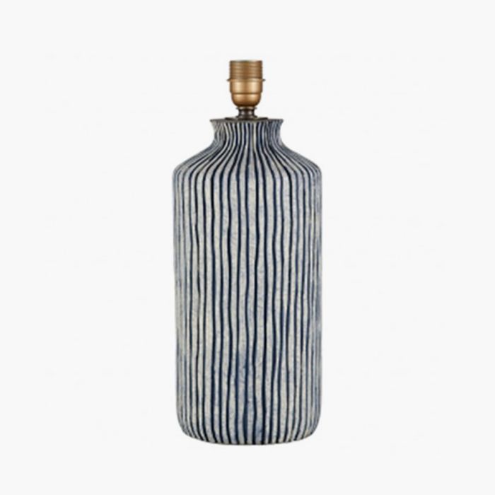 Bude Blue and White Stripe Stoneware Table Lamp Base