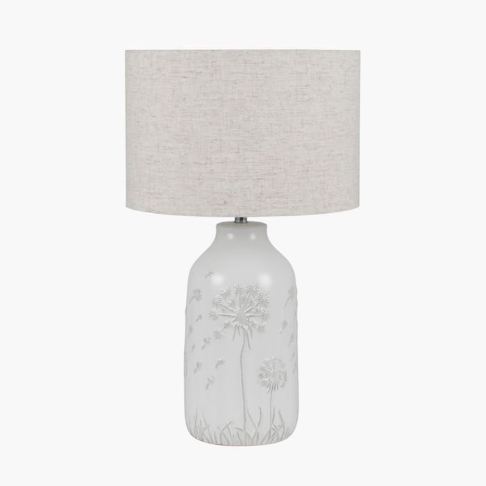 Flora White Floral Ceramic Table Lamp 