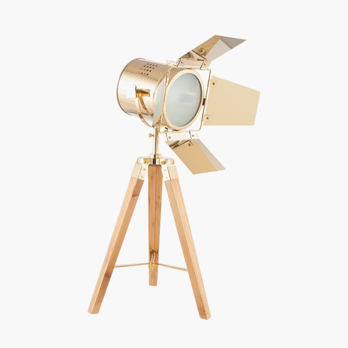 Hereford Gold and Natural Tripod Table Lamp