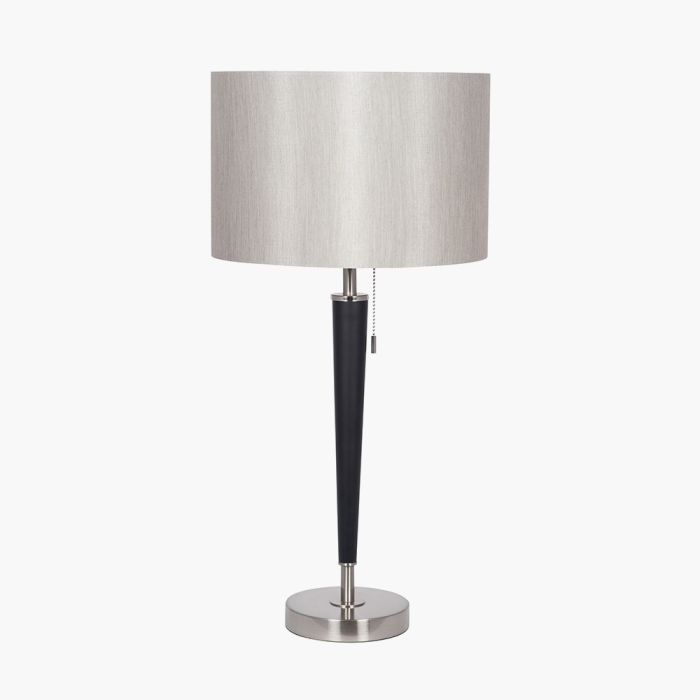 Lowry Brushed Silver and Matt Black Metal Table Lamp