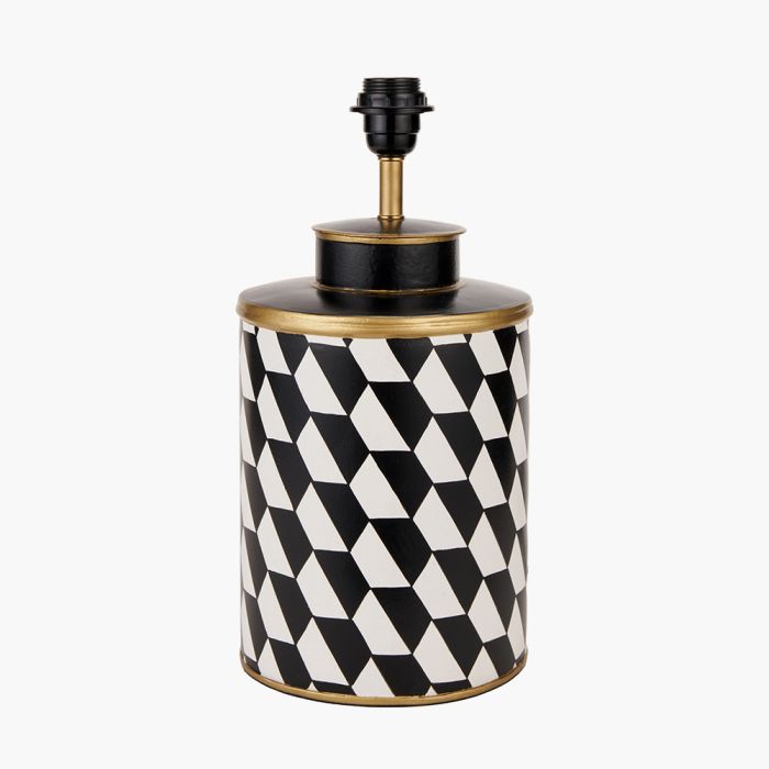 Victor Black and White Geometric Hand Painted Metal Table Lamp