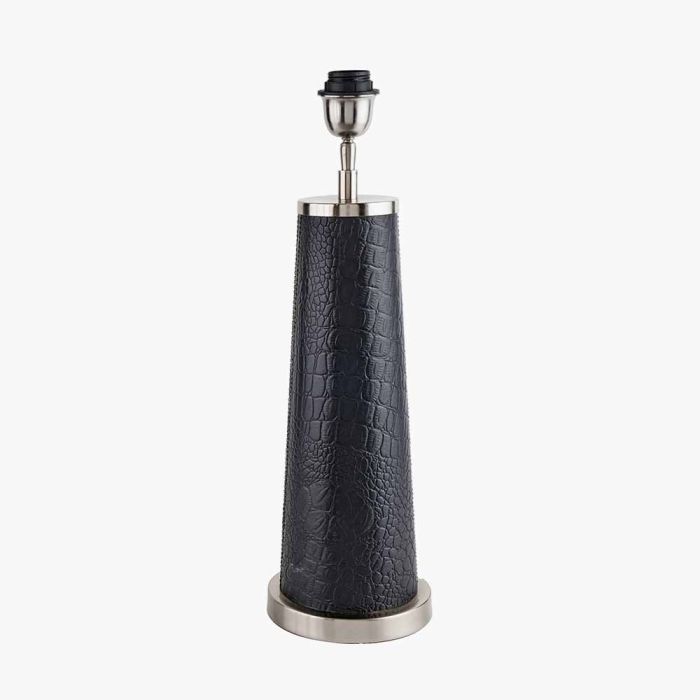 Laurence Black Croc Leather and Silver Table Lamp