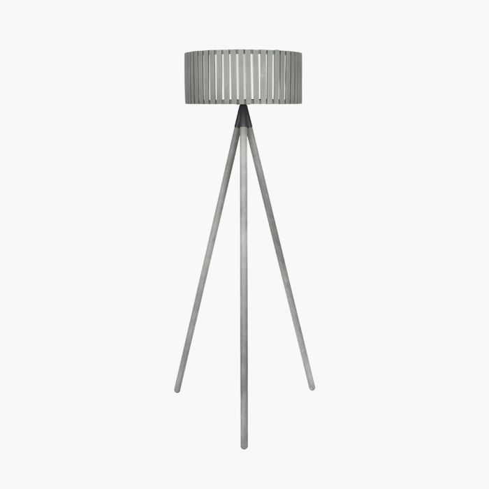 Rabanne Slatted Antique Wood Tripod Floor Lamp