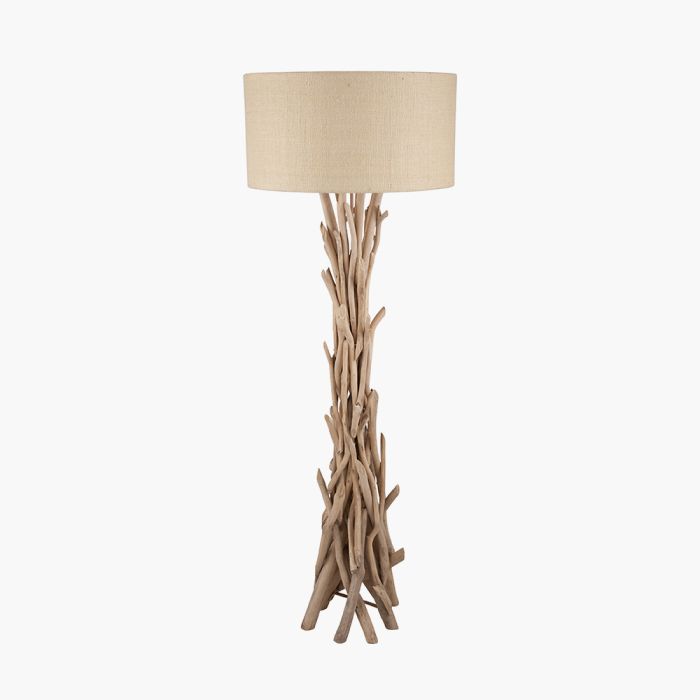 Derna Drift Wood Floor Lamp with Natural Jute Shade