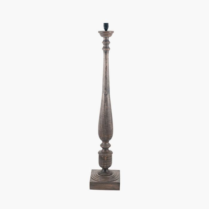 Alia Grey Wash Turned Mango Wood Floor Lamp Base