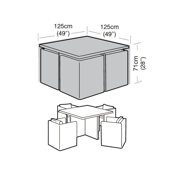 4 Seater Medium Cube Set Weathercover 125x125x71cm 