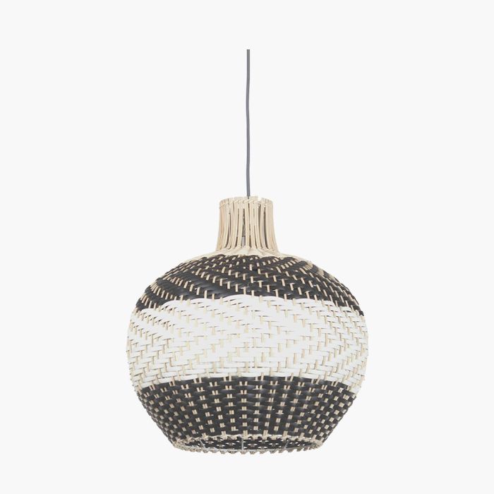 Rowan Natural Rattan Black and White Woven Pendant