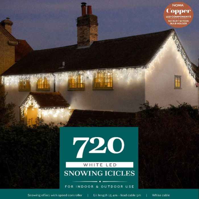 720 White LED Snowing Icicles