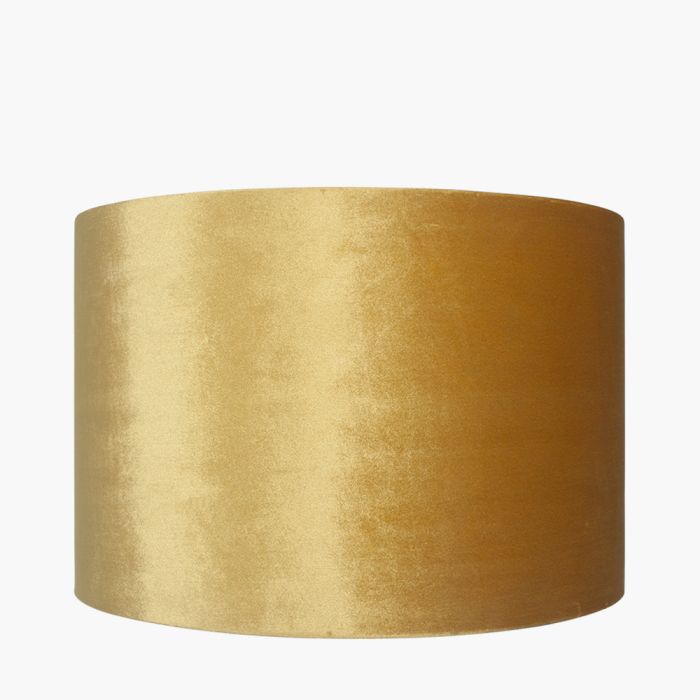 Bow 35cm Mustard Velvet Cylinder Lampshade