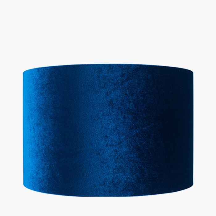 Bow 35cm Sapphire Velvet Cylinder Lampshade