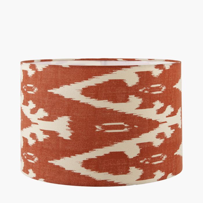 Lars 30cm Cinnamon Ikat Patterned Cylinder Lampshade