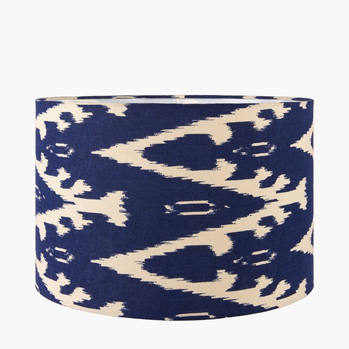 Lars 30cm Ocean Blue Ikat Patterned Cylinder Lampshade