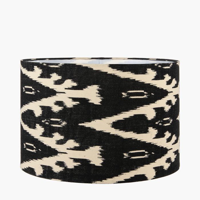 Lars 35cm Black Ikat Patterned Cylinder Shade