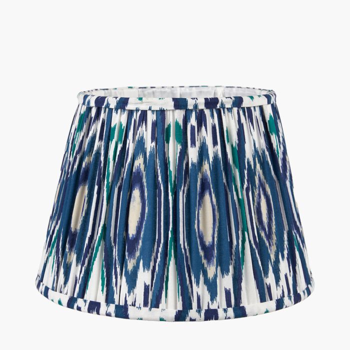 Izara 30cm Ocean Blue Ikat Patterned Mushroom Pleat Tapered Shade