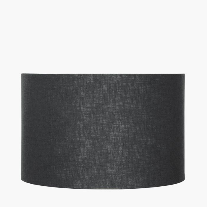 Lino 40cm Black Self Lined Linen Drum Lampshade