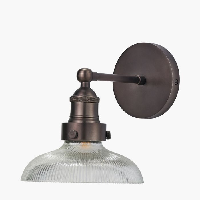 Bowery Ribbed Glass with Antique Bronze Fitting Wall Light