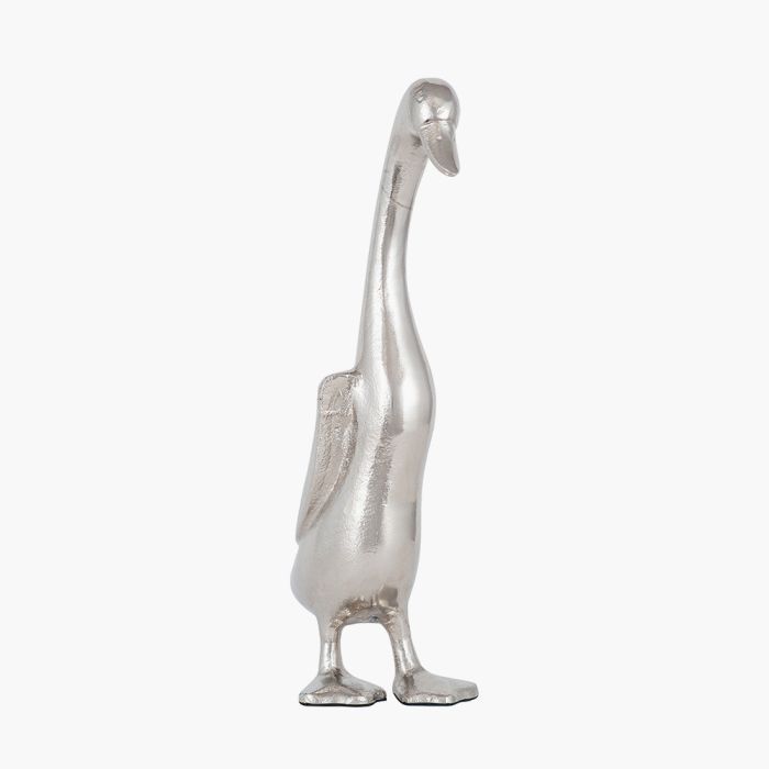 Silver Metal Large Duck Statue