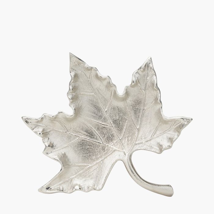 Silver Metal Oak Leaf Bowl